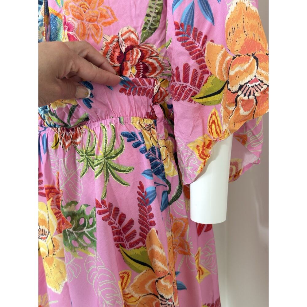 Cupshe Women Tropical Dolman Sleeve Mini Dress Coverup Beach Resort Rayon L NWT - Picture 10 of 16